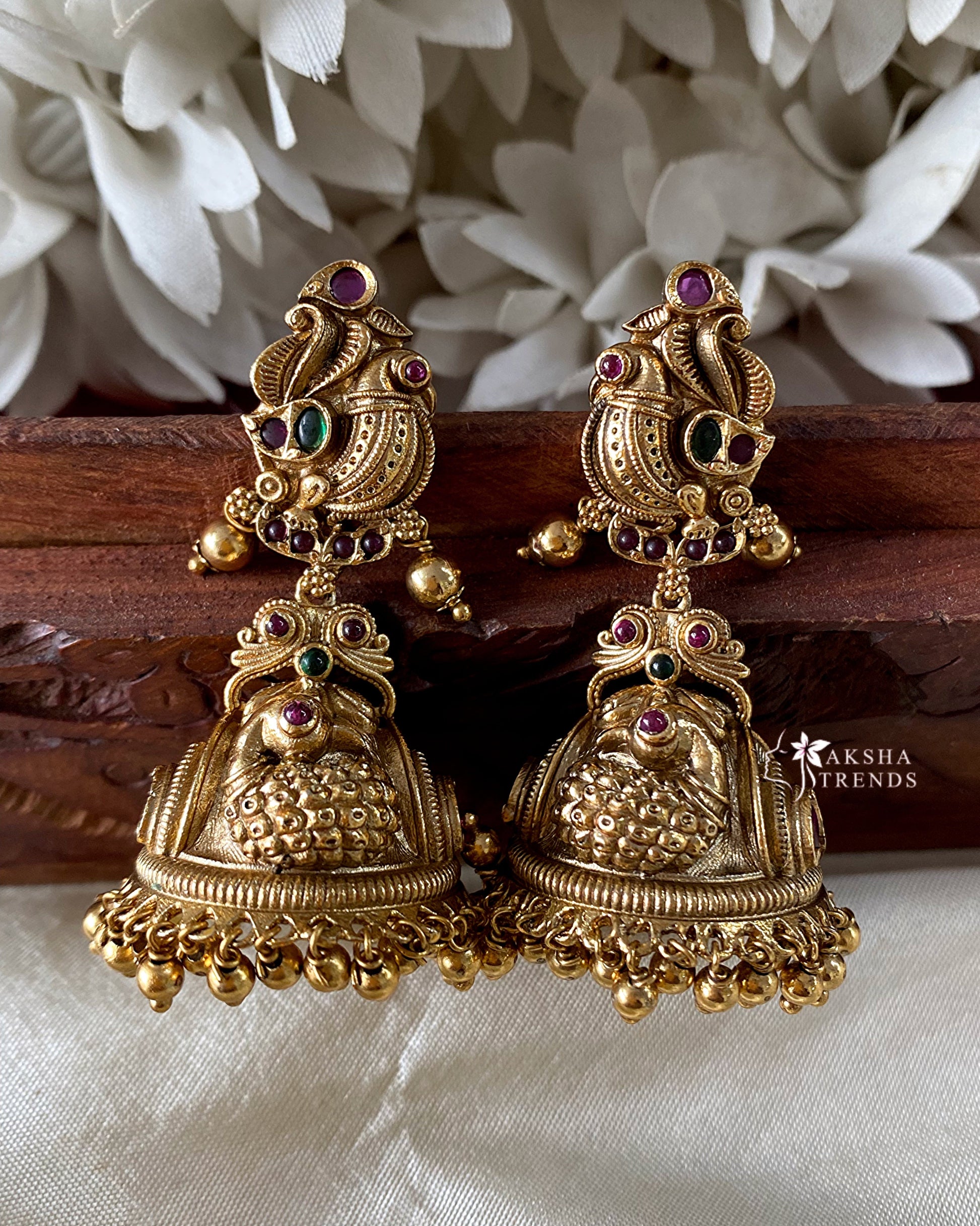 3D peacock Jhumka Aksha Trends