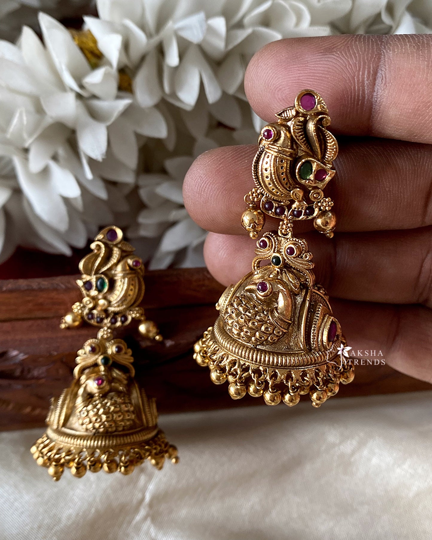 3D peacock Jhumka Aksha Trends