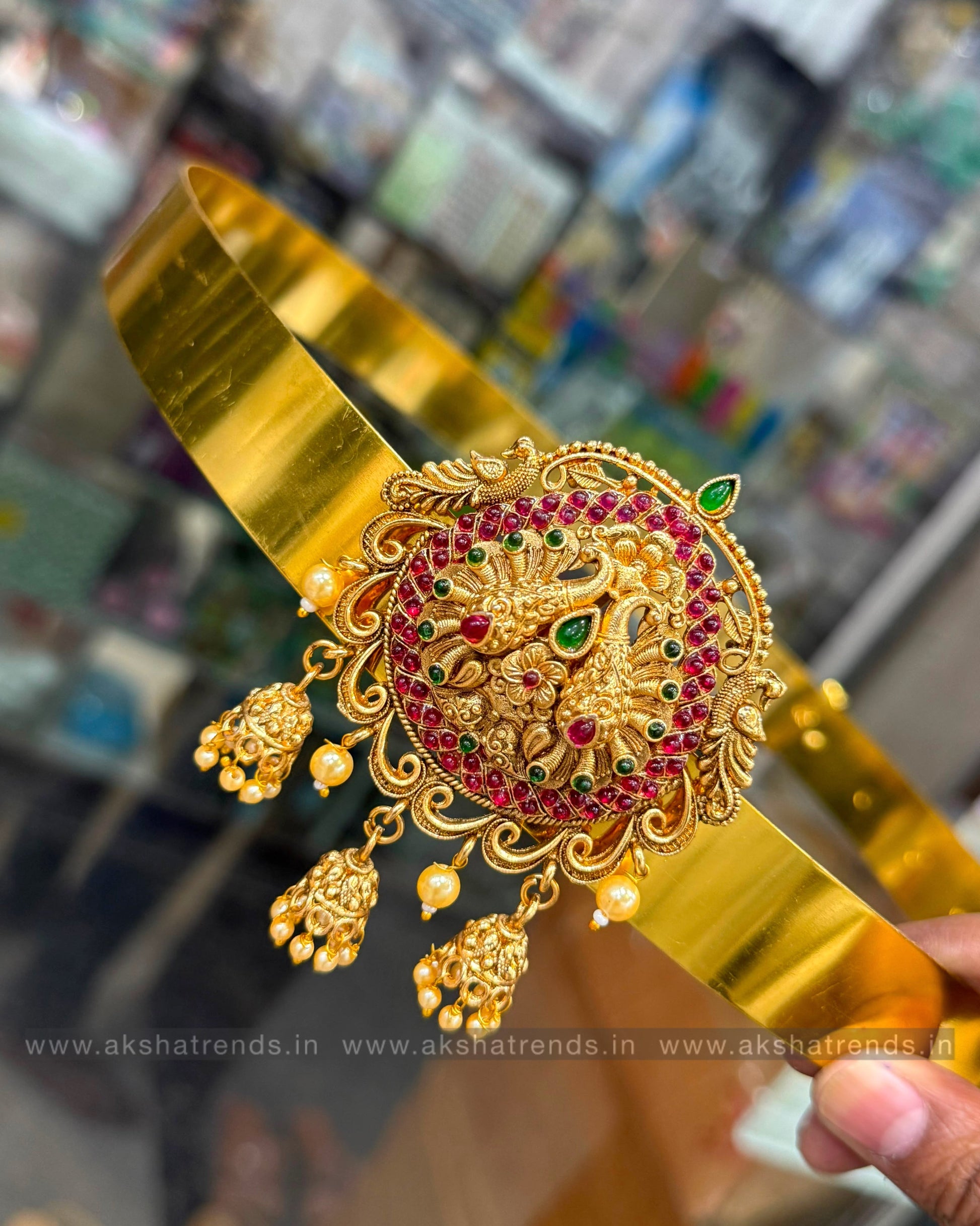 Antique plain hipbelt -peacock Aksha Trends