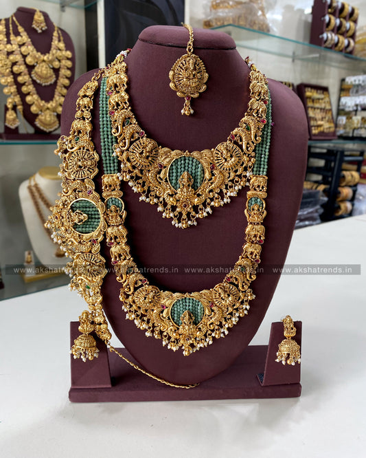 Lakshmi semi bridal -Green Beads Aksha Trends