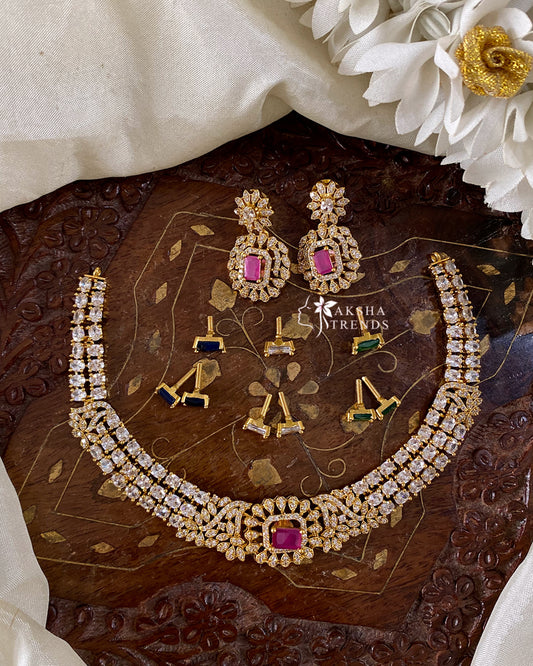 4in1 colour changeable stone diamond necklace Aksha Trends