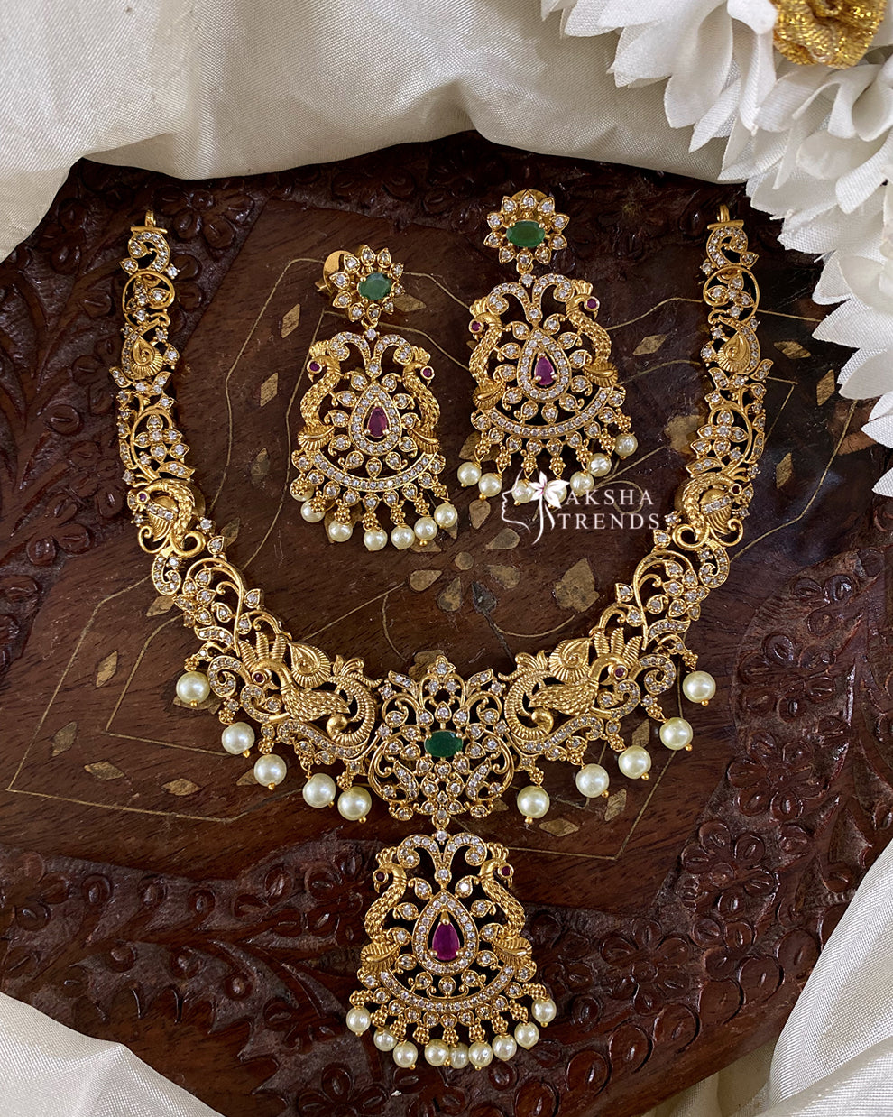 Mugil floral diamond Necklace Aksha Trends 