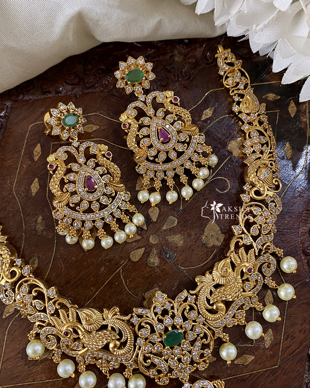 Mugil floral diamond Necklace Aksha Trends 