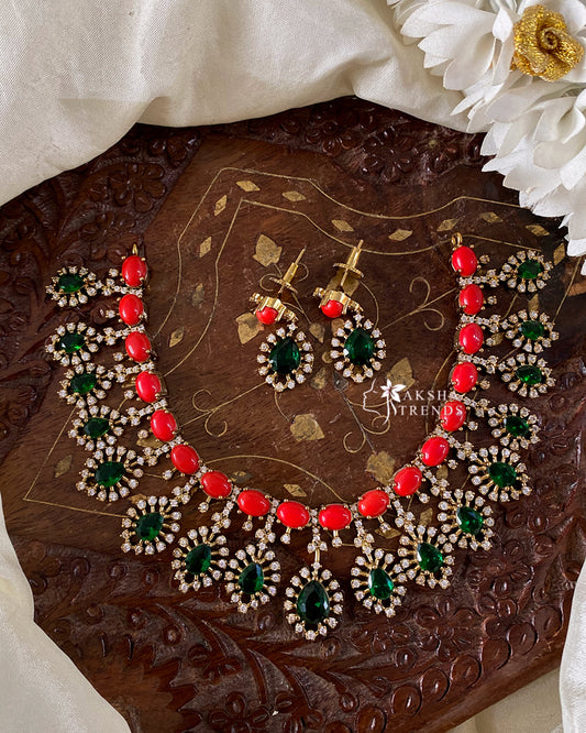 Emerald-coral Pavalam necklace Aksha Trends