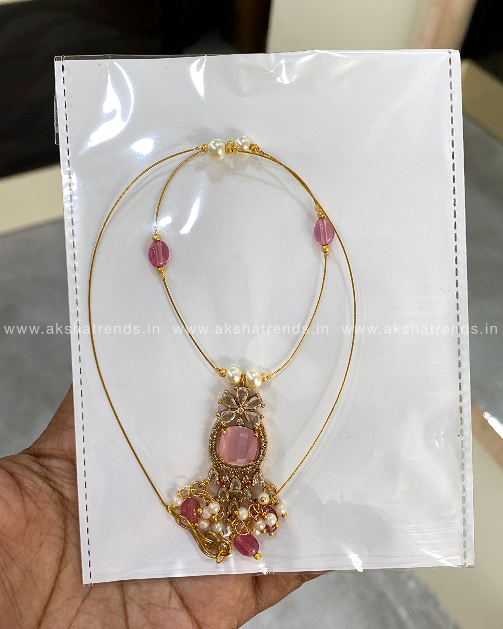 Invisible Necklace -floral pink Aksha Trends