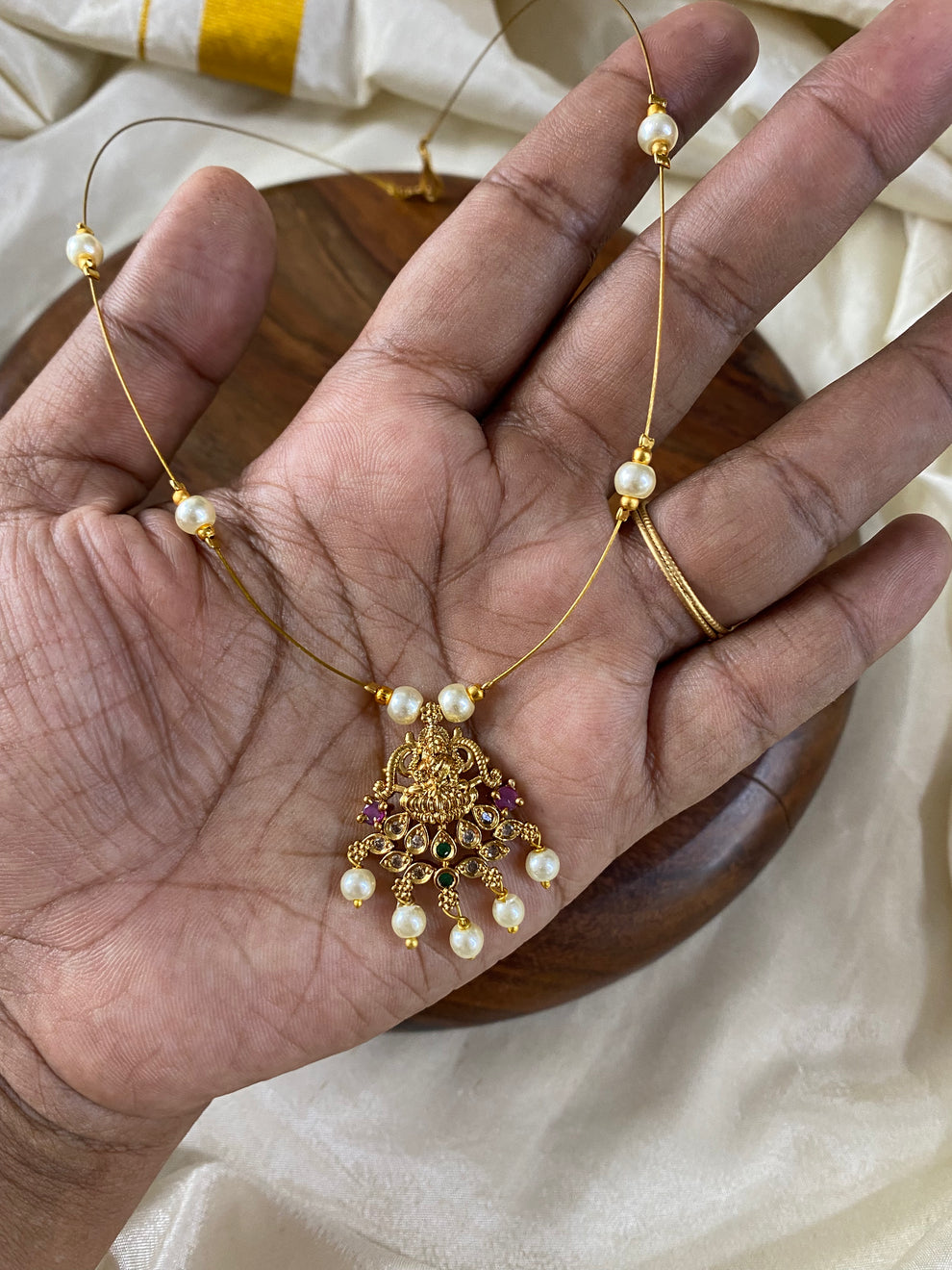 Invisible Necklace -Lakshmi pearl Aksha Trends 