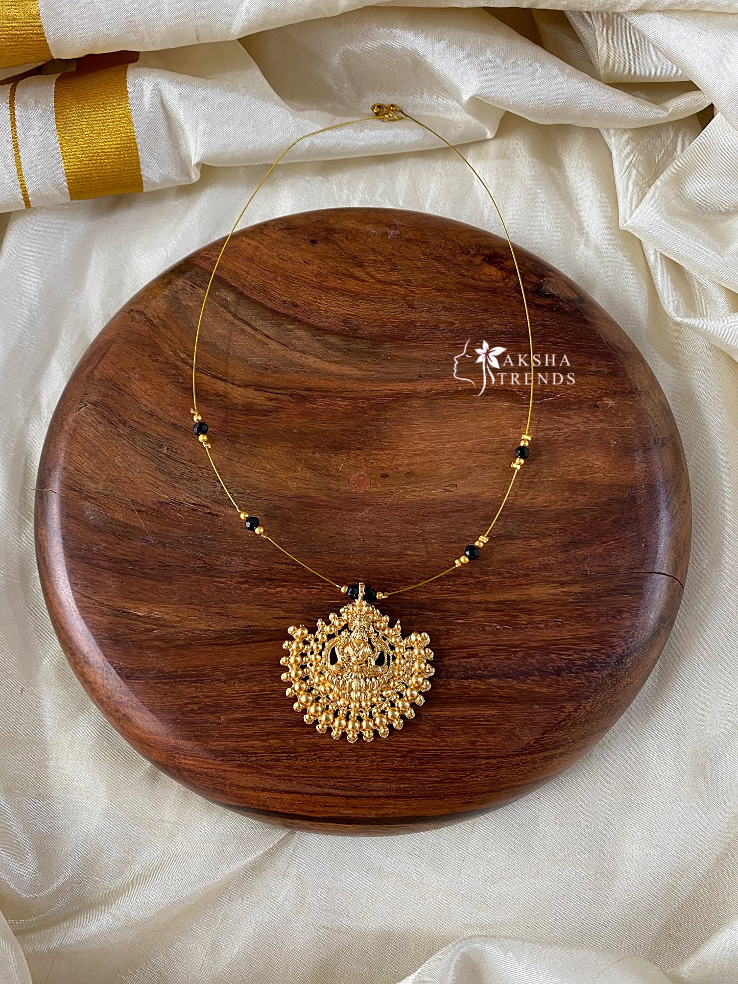 Invisible Necklace -lakshmi black bead Aksha Trends