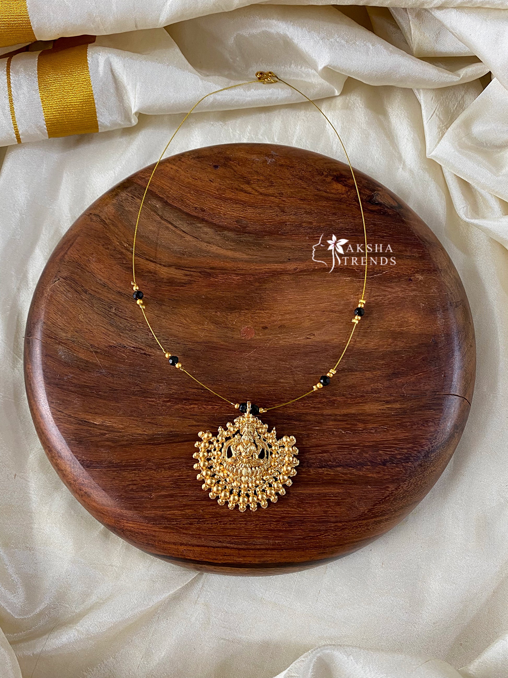 Invisible Necklace -lakshmi black bead Aksha Trends