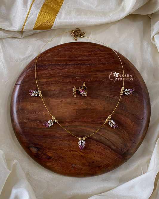 Invisible Necklace -leafy Ruby Aksha Trends