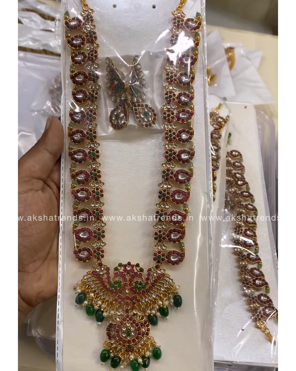 Antique Peacock Kemp haram -Green Aksha Trends 