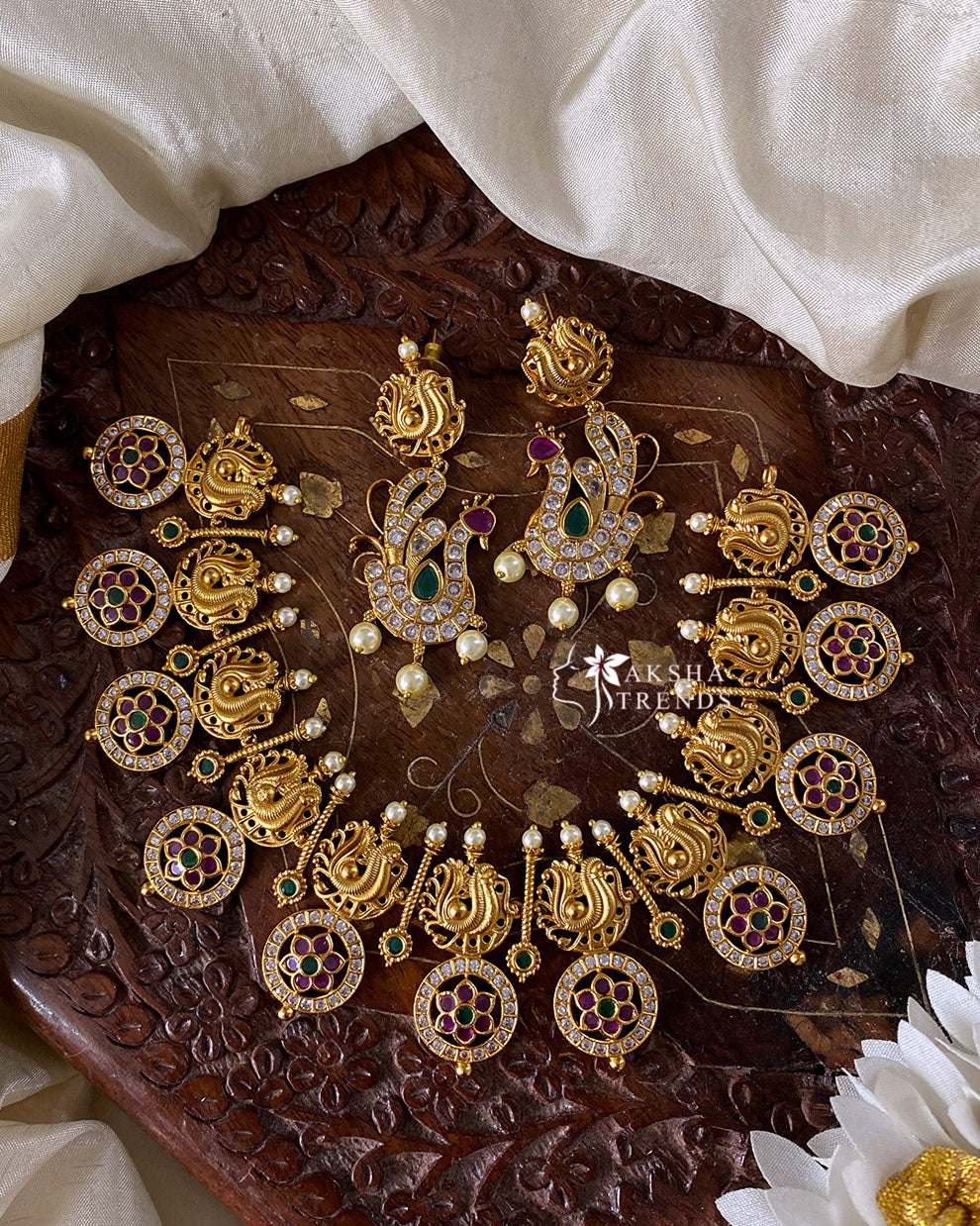 Nagas peacock bridal necklace Aksha Trends 