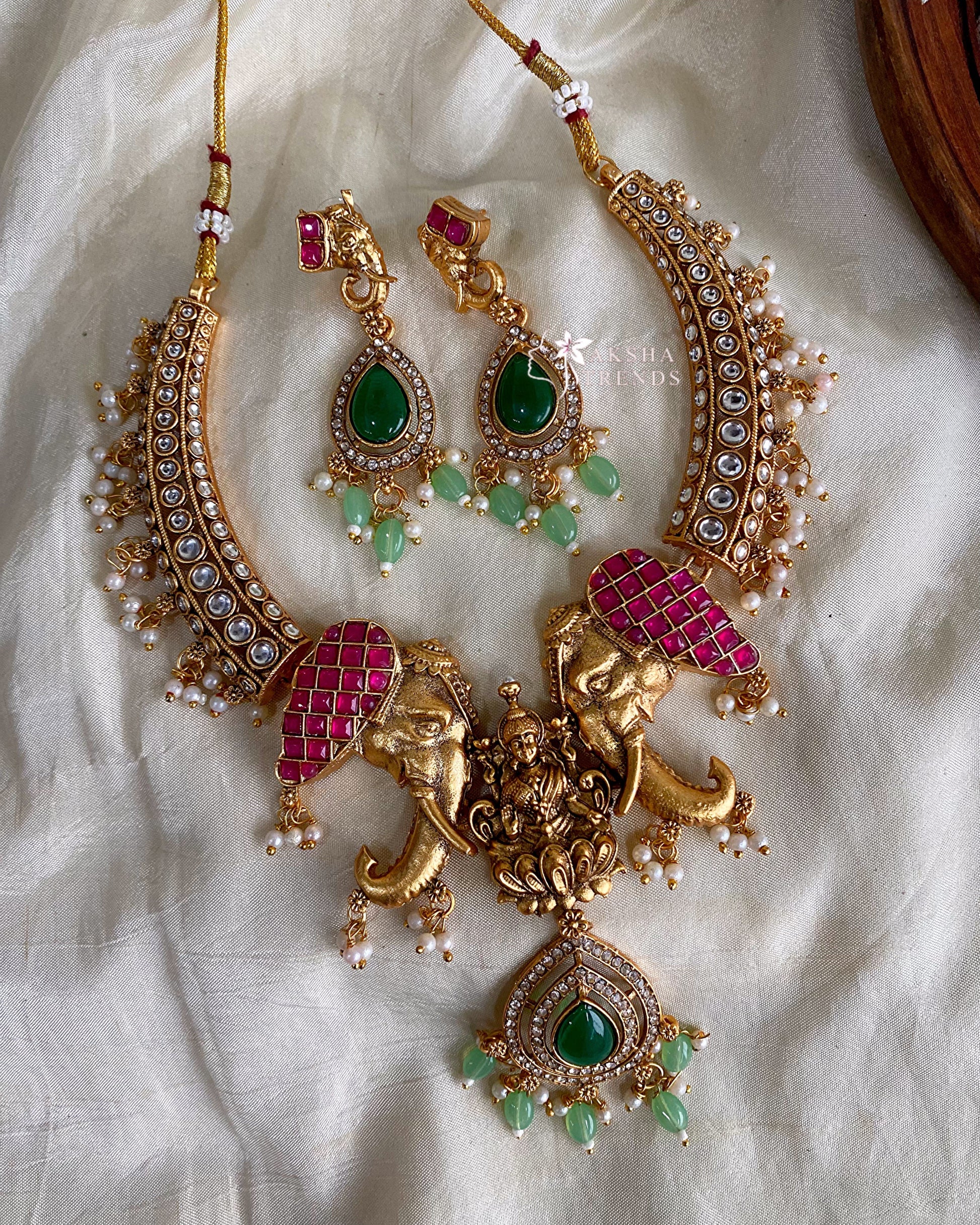 Elephant bridal choker -Blue Aksha Trends
