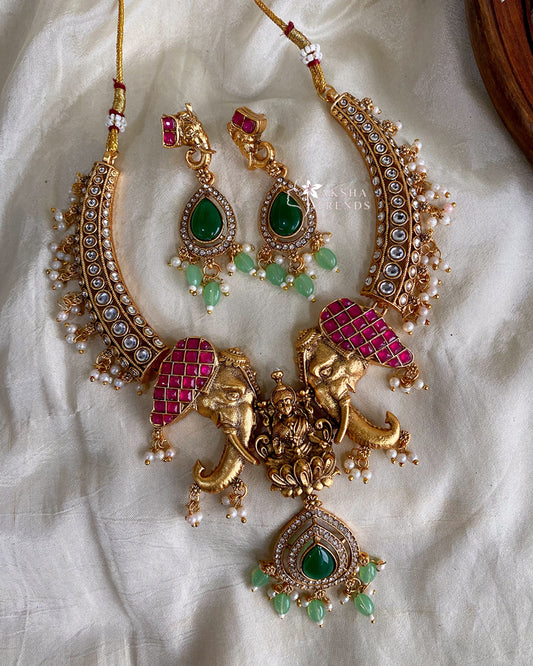 Elephant bridal choker -Blue Aksha Trends