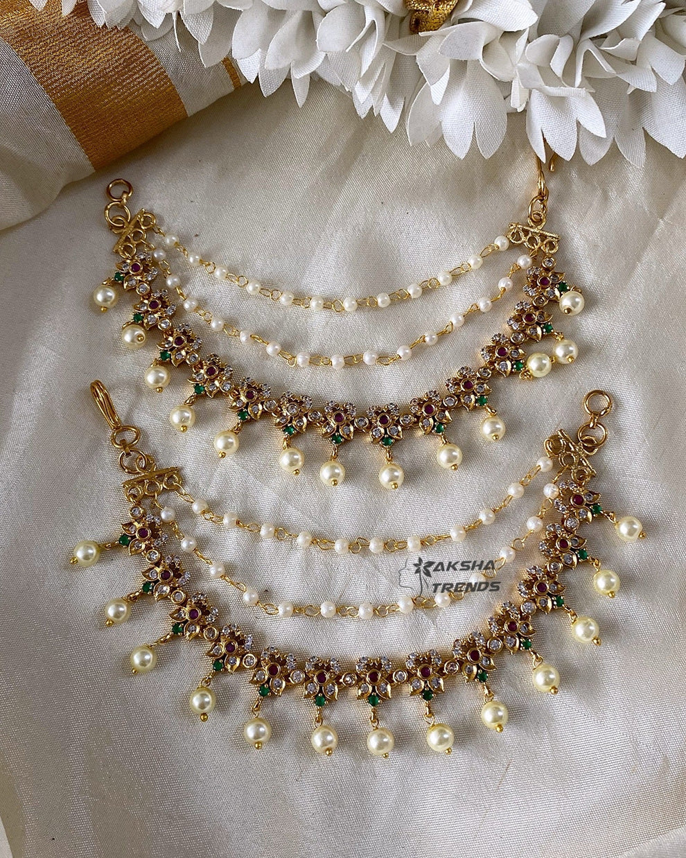 Premium floral AD earchain Aksha Trends 