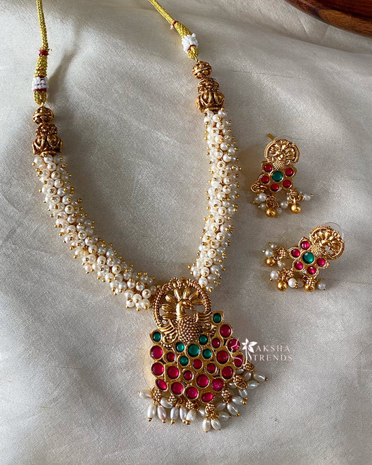 Antique peacock pearl choker Aksha Trends