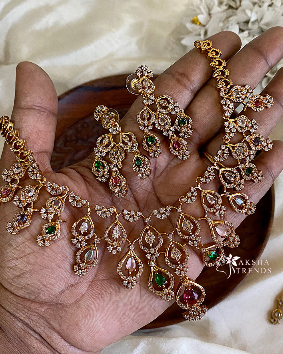 Floral Bridal diamond choker Aksha Trends 