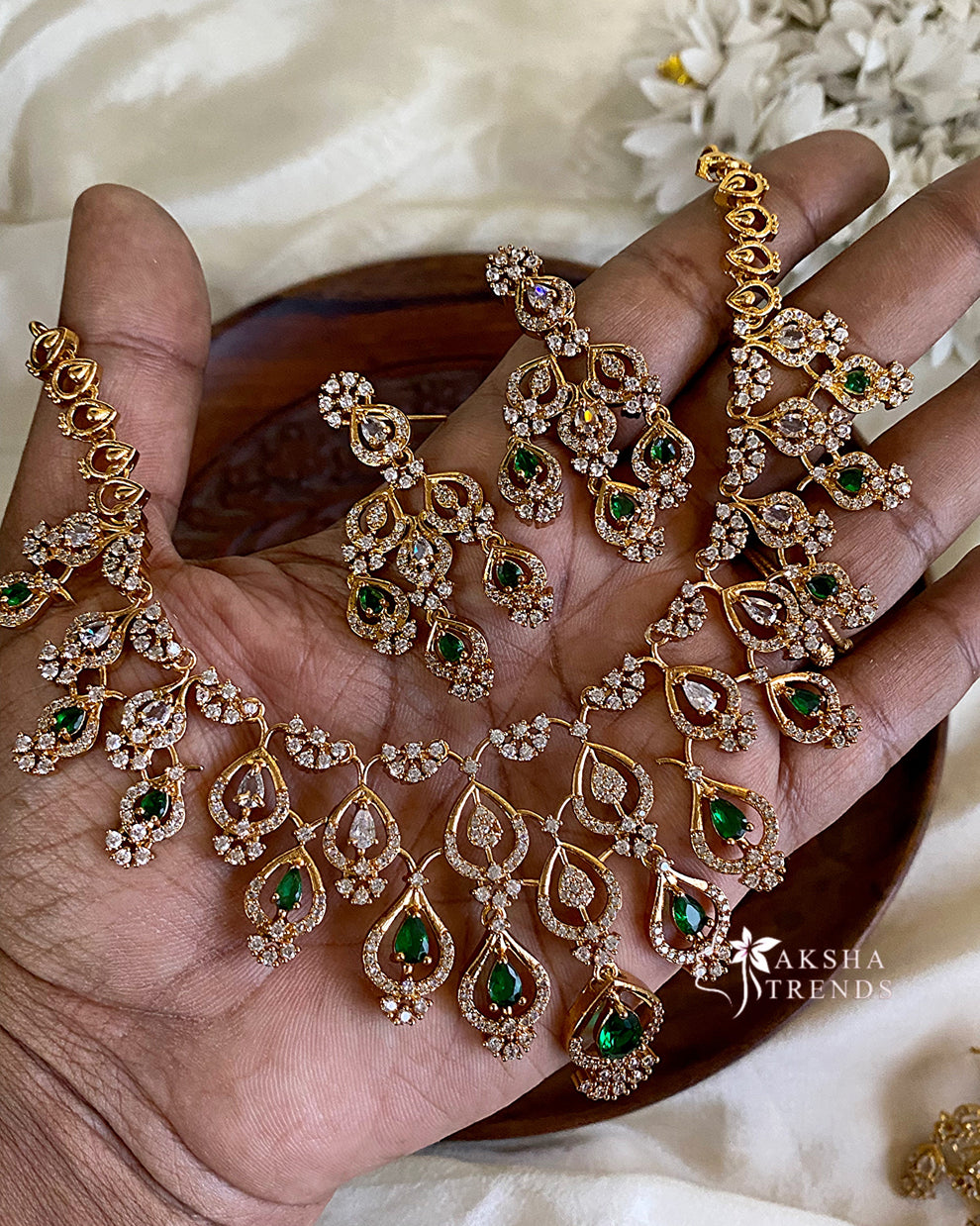 Floral Bridal diamond choker Aksha Trends 
