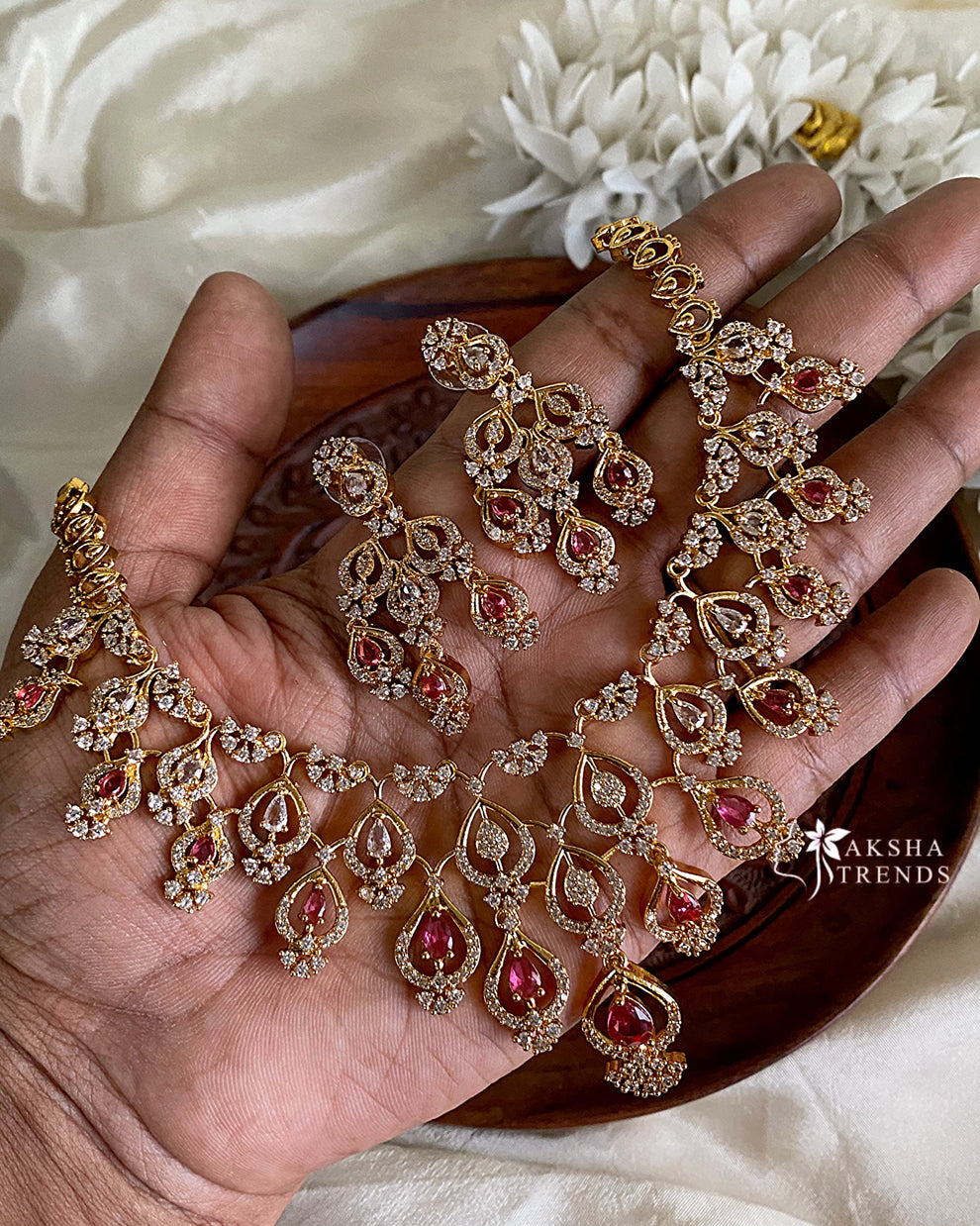 Floral Bridal diamond choker Aksha Trends 