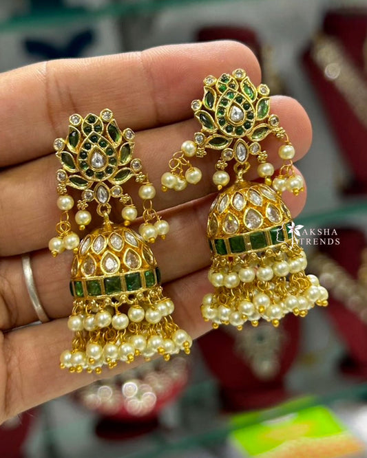 Premium kemp Jhumka -Green Aksha Trends