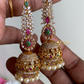 Premium diamond Jhumka with earchains Aksha Trends