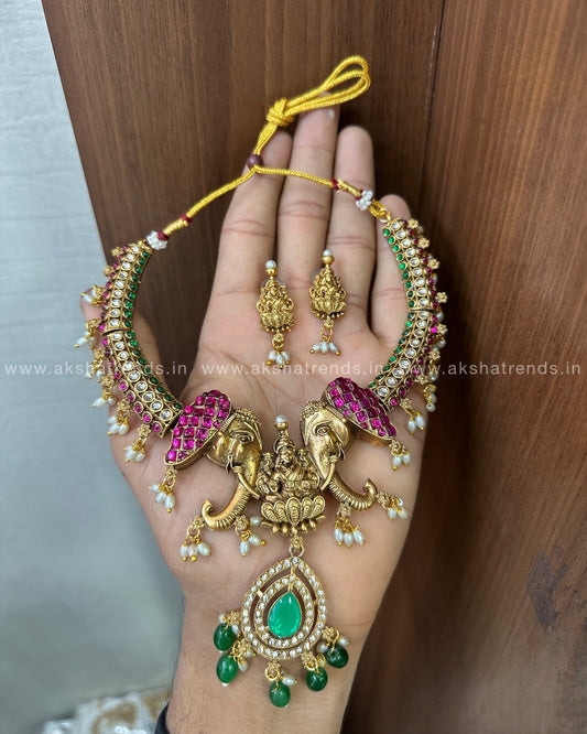 Elephant bridal choker -Green Aksha Trends