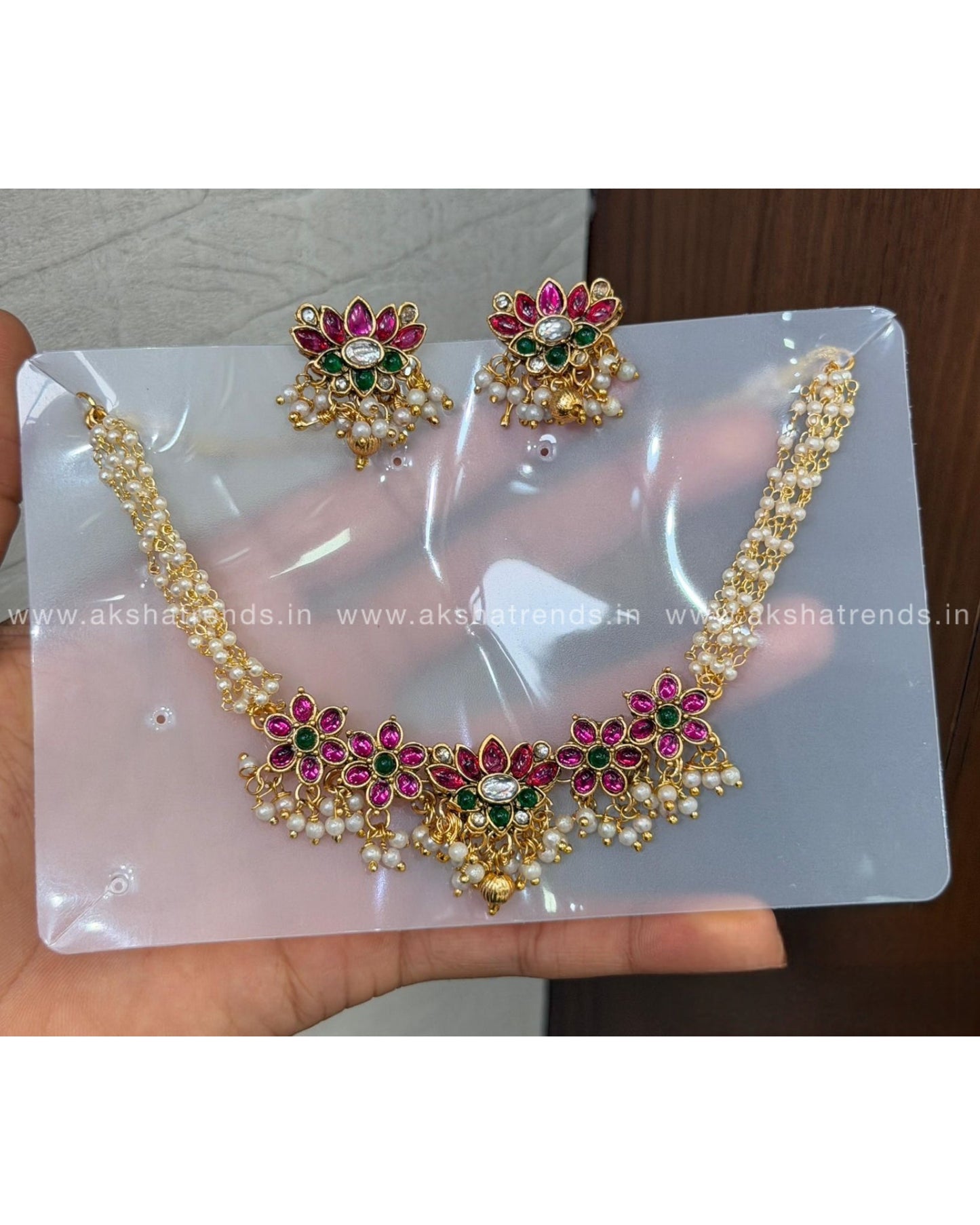 Lotus pearl choker Aksha Trends