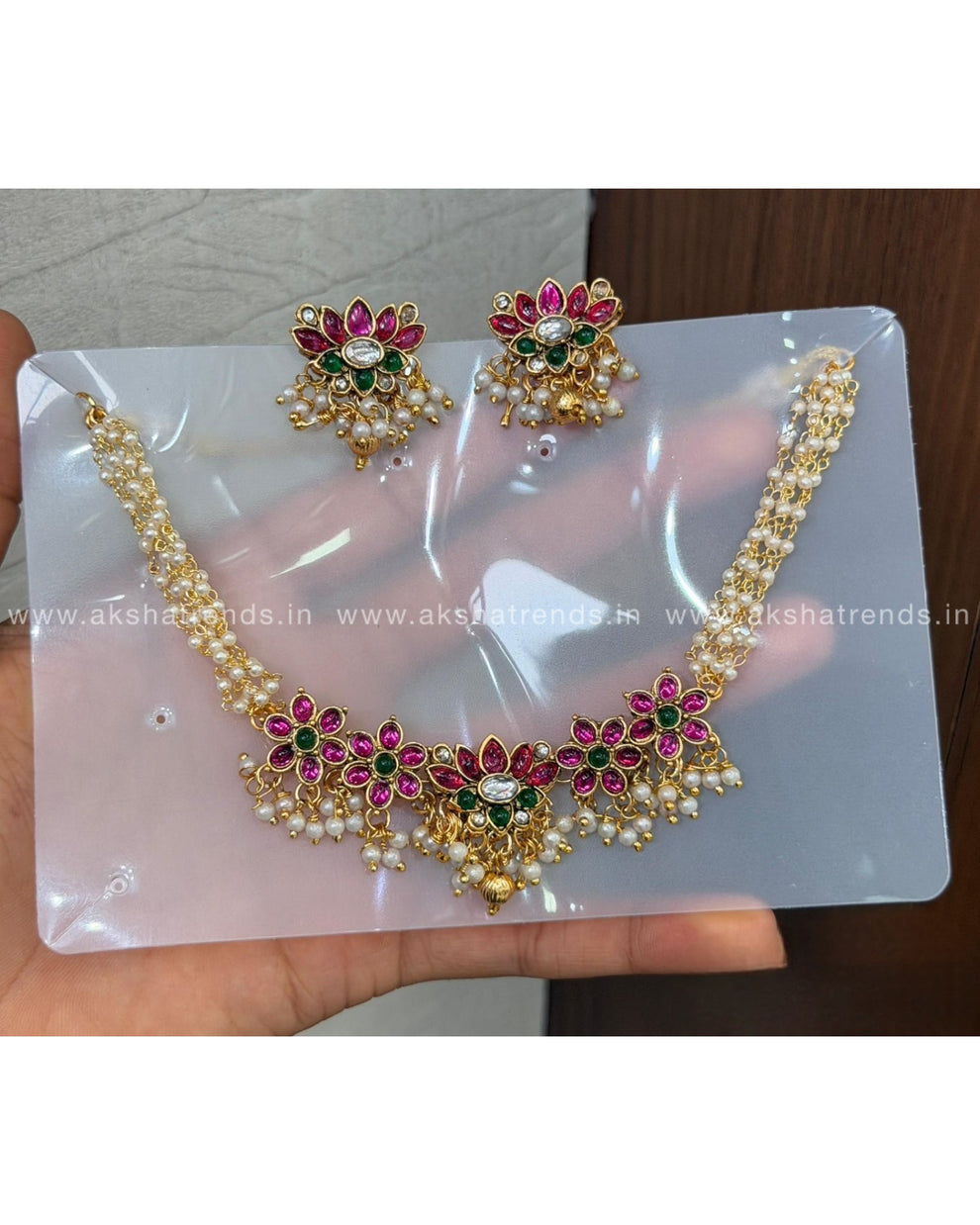 Lotus pearl choker Aksha Trends 