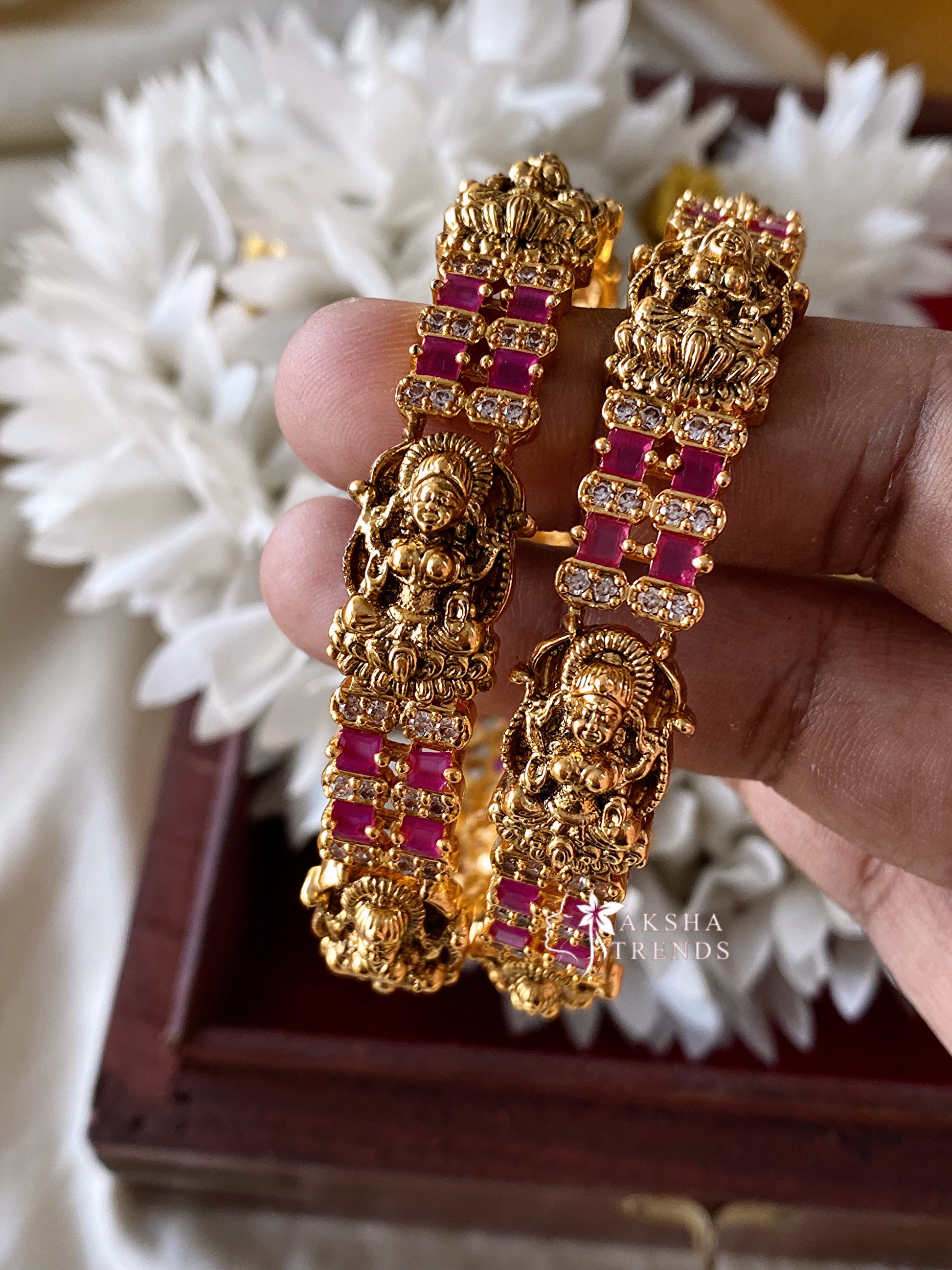 Lakshmi block stone Bangles -Ruby Aksha Trends