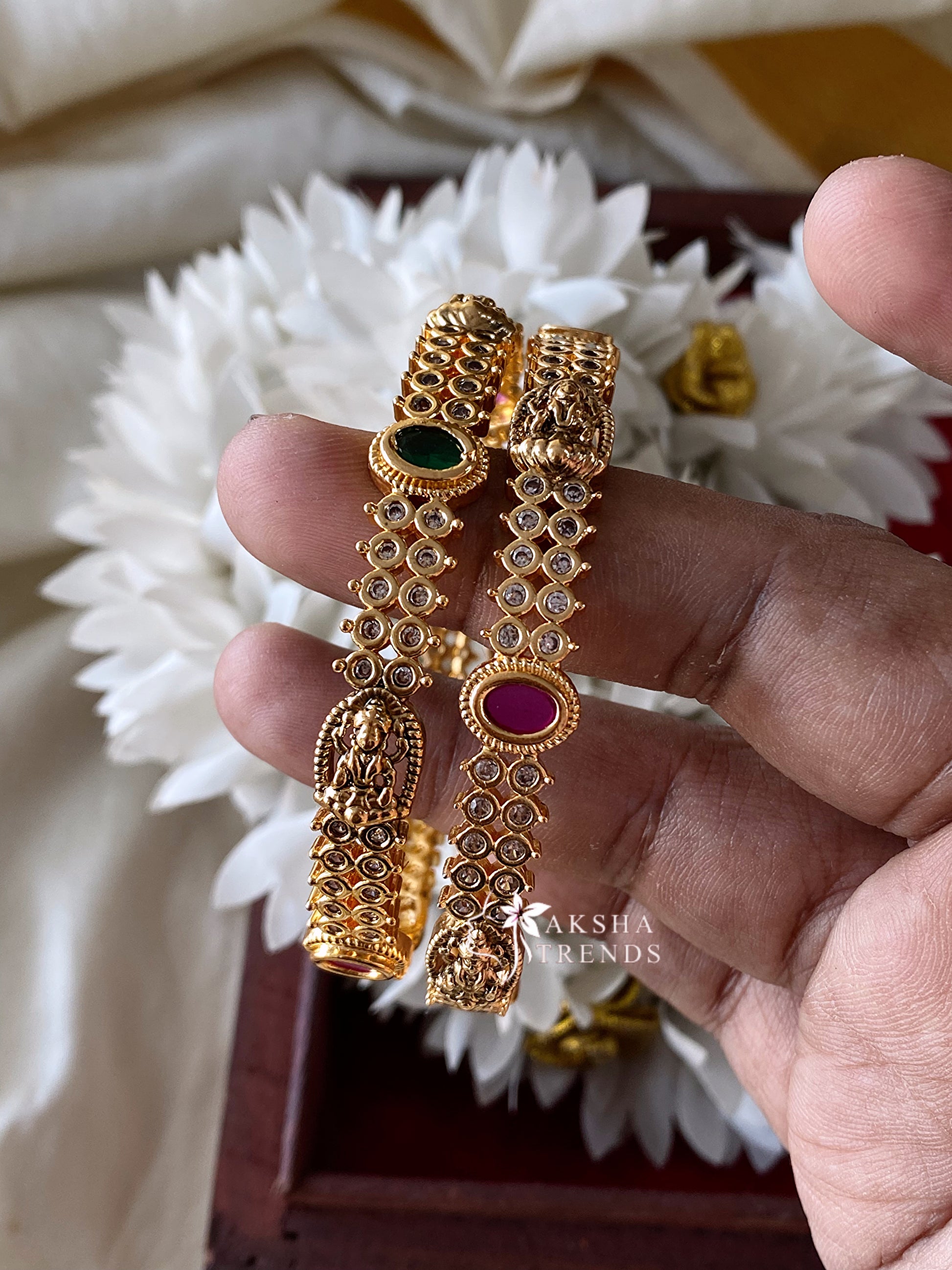 Lakshmi white stone Bangles Aksha Trends