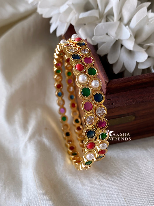 Navaratna stone bangles (2pc) Aksha Trends