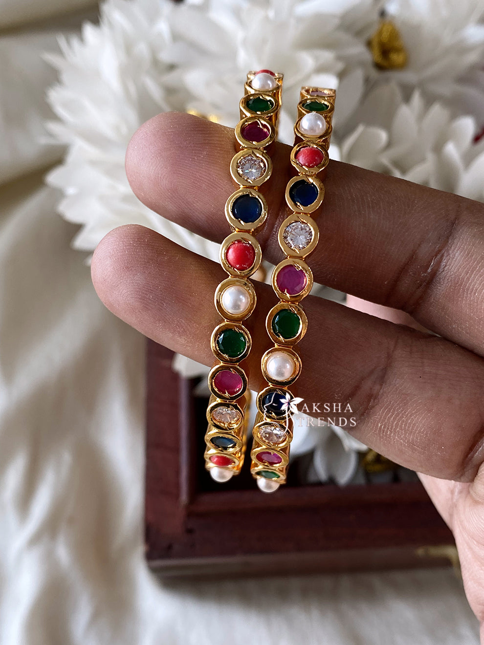 Navaratna stone bangles (2pc) Aksha Trends 