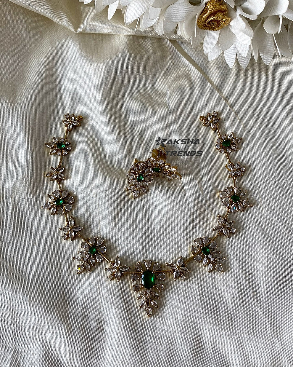 Floral diamond Necklace Aksha Trends 