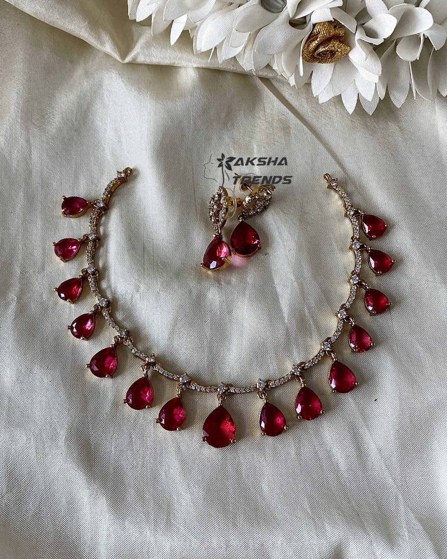 Ruby stone necklace Aksha Trends