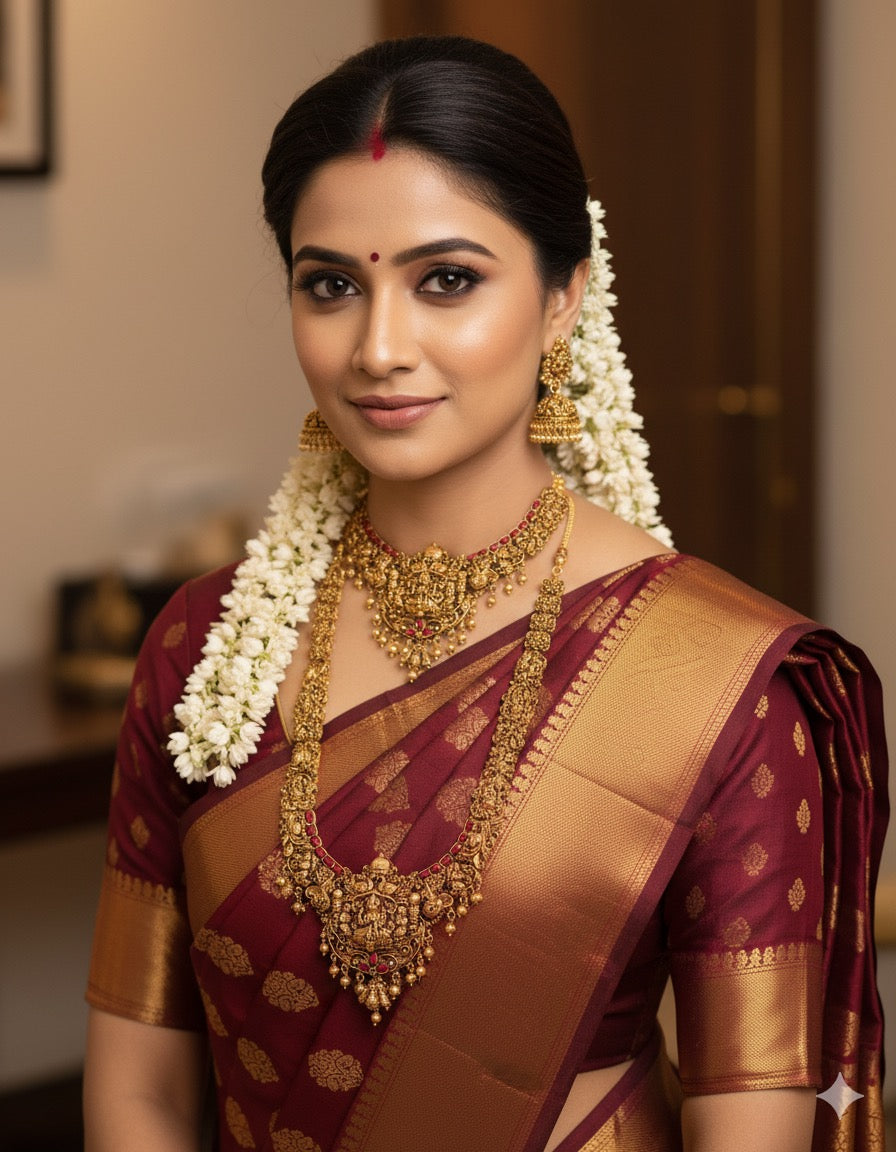Heavy coral lakshmi bridal -Gold Aksha Trends 