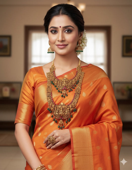 Heavy coral lakshmi bridal -Green Aksha Trends