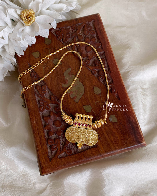 Lakshmi 3-gold coin chain Aksha Trends