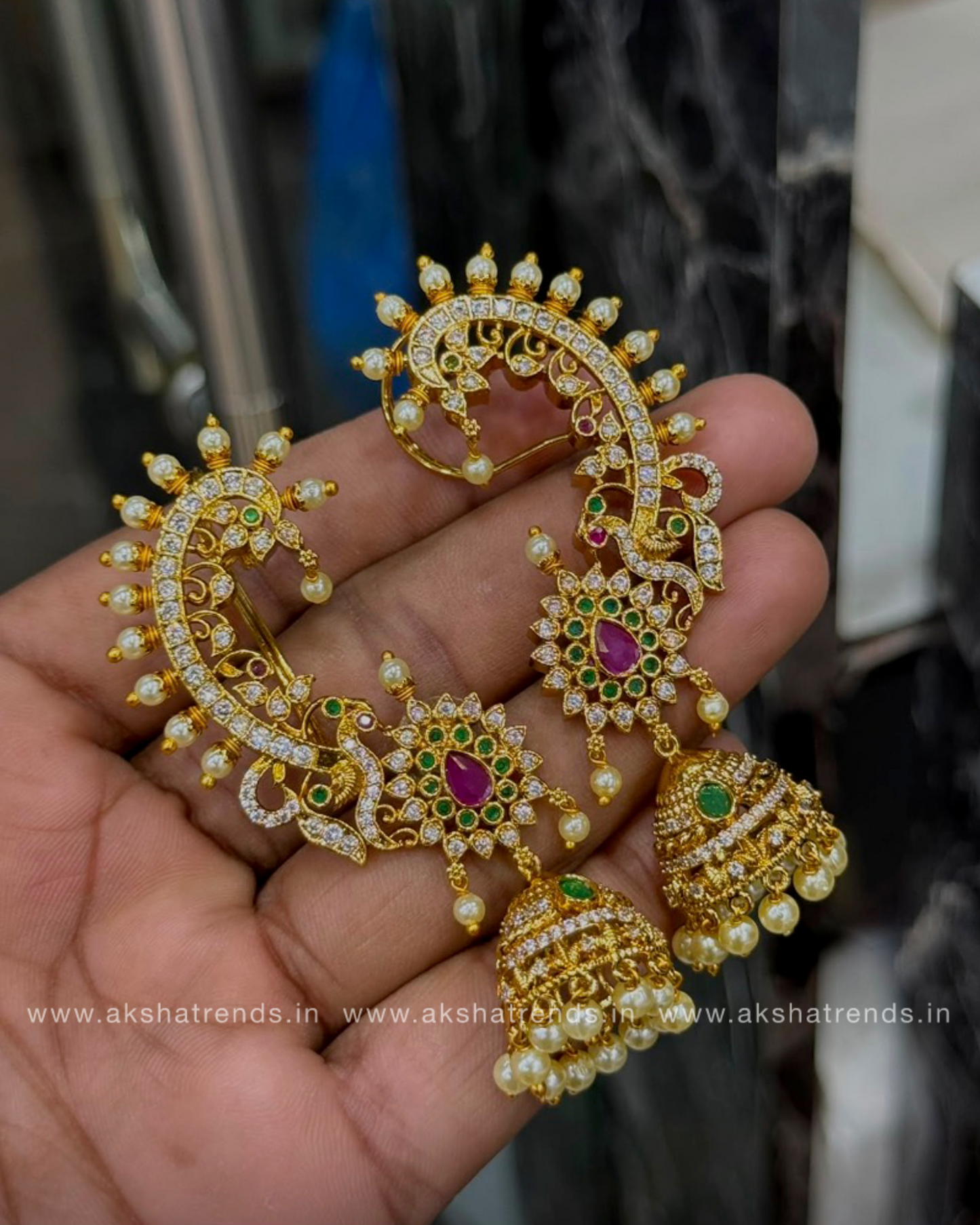 Premium Earcuff Jhumka -floral Aksha Trends
