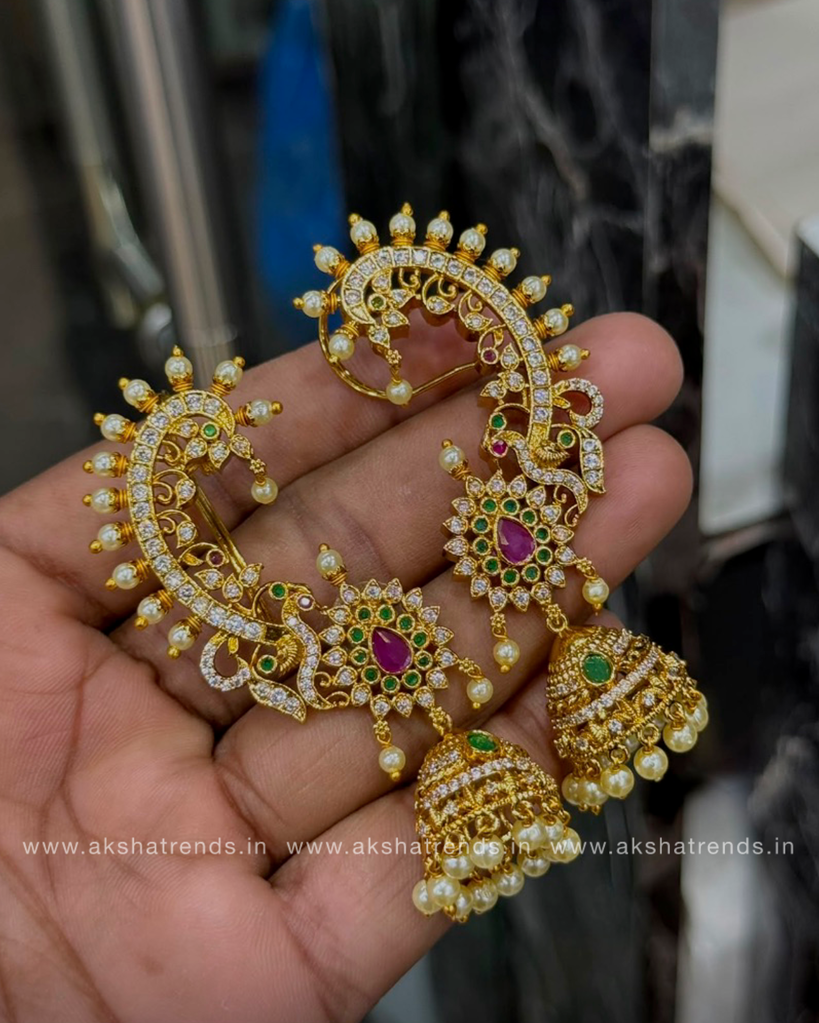 Premium Earcuff Jhumka -floral Aksha Trends