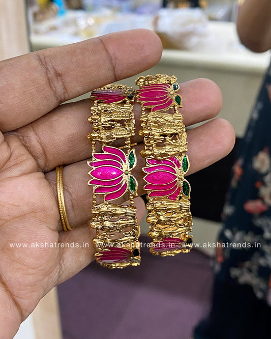 Antique lotus Ramparivar bangles (2pc) Aksha Trends