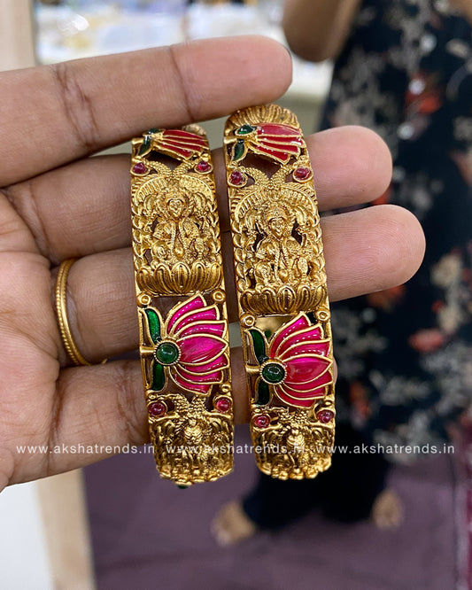 Antique lotus lakshmi bangles (2pc) Aksha Trends