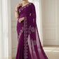 Stone work Saree -Purple Aksha Trends