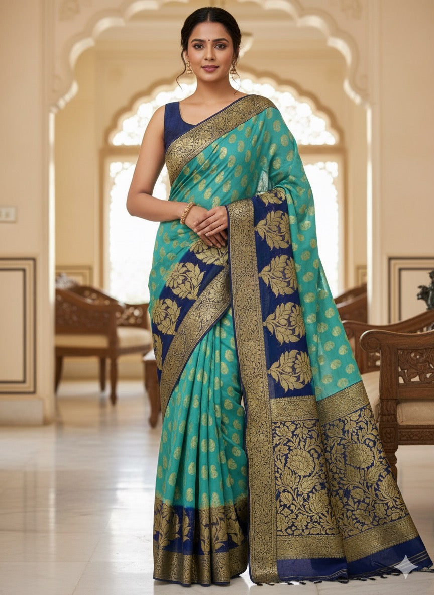 Georgette silk -light Green Aksha Trends