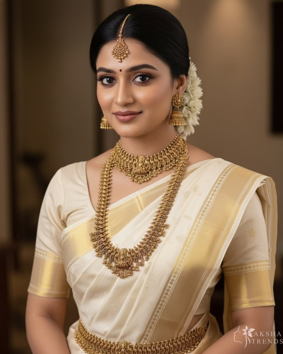 Golden lakshmi semibridal set Aksha Trends 