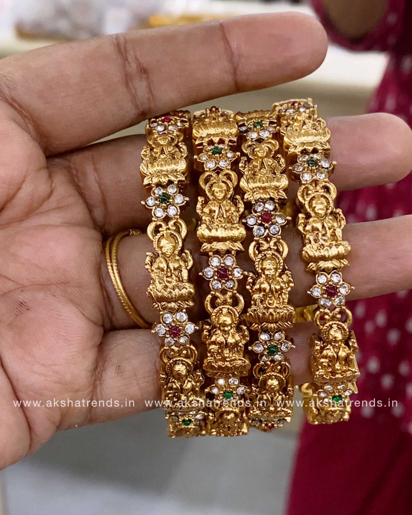Antique lakshmi stone bangles (4pc) Aksha Trends