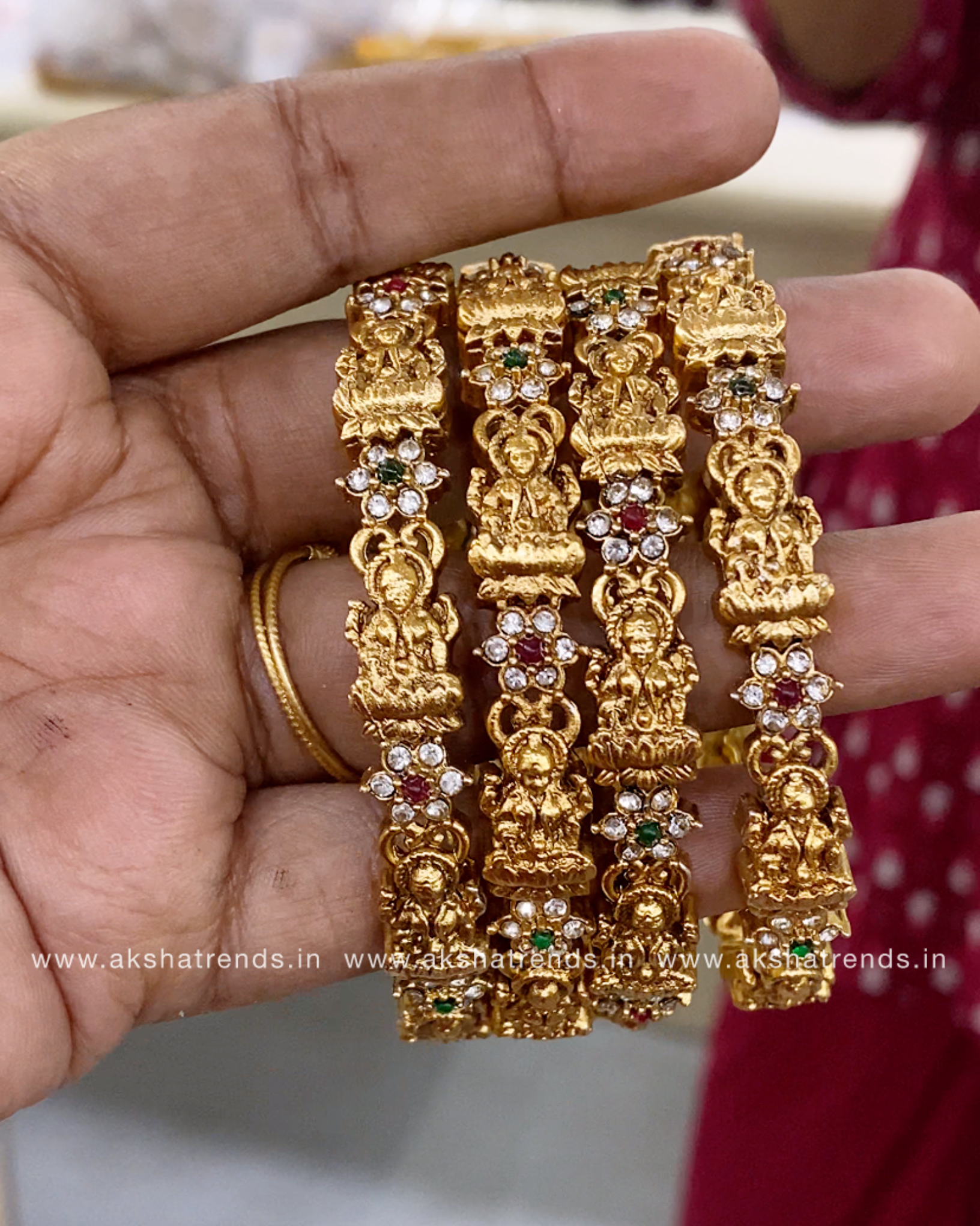 Antique lakshmi stone bangles (4pc) Aksha Trends