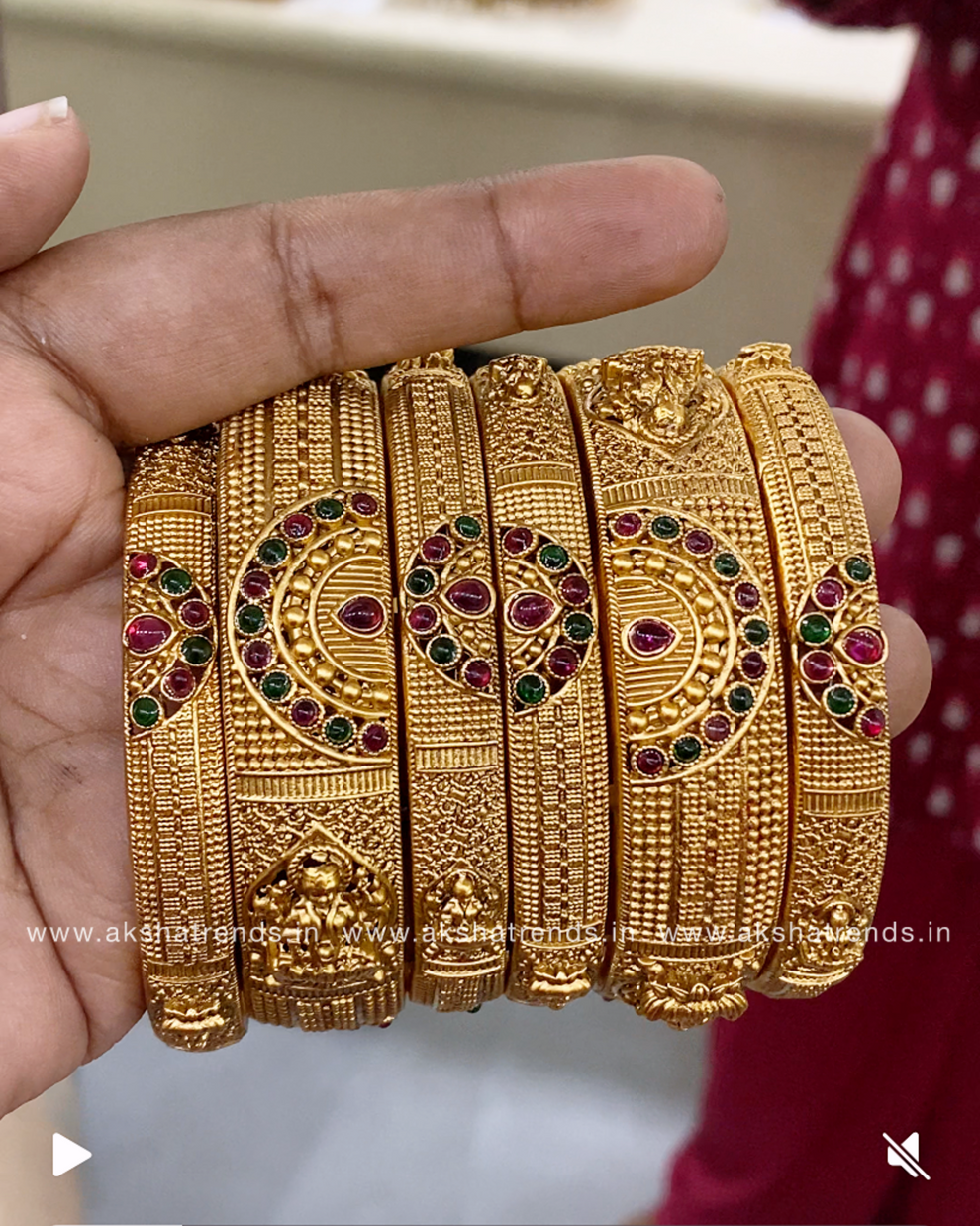 Antique golden bangles (6pc) Aksha Trends 