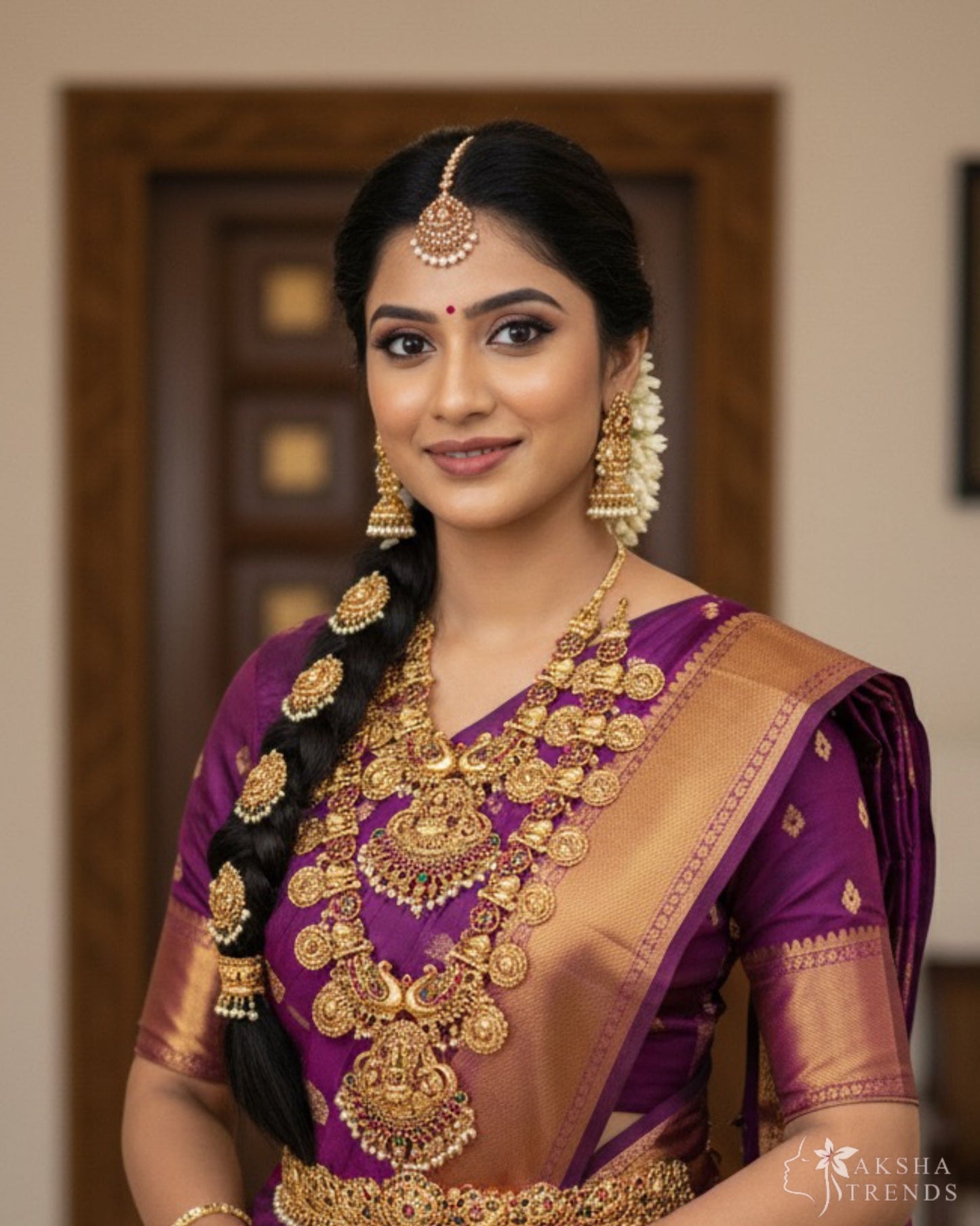 Kemp semi bridal with pearls Aksha Trends