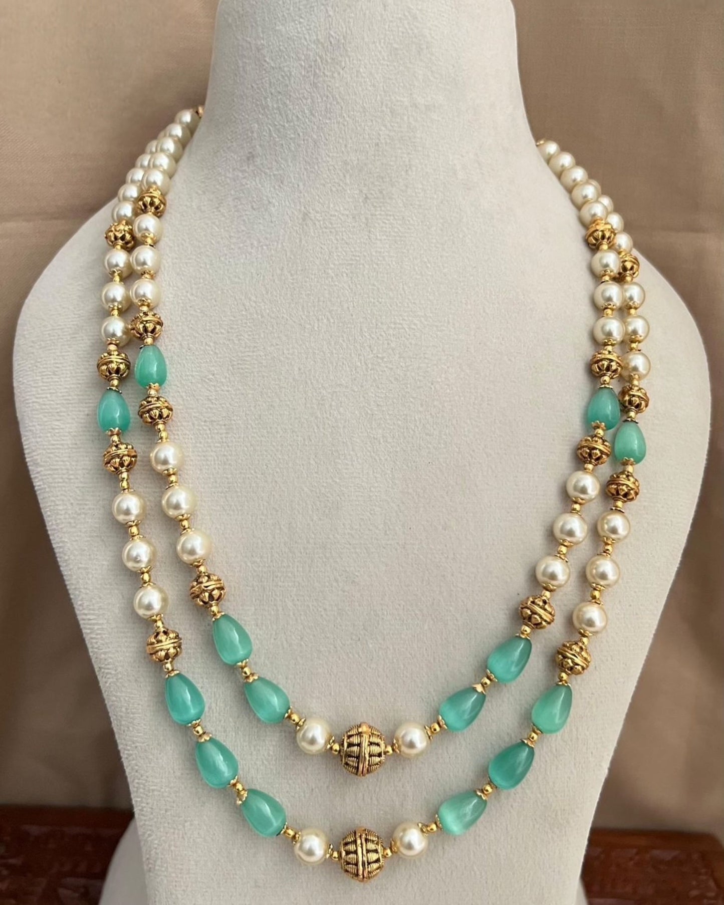 Pearl mala -2 layer Aksha Trends