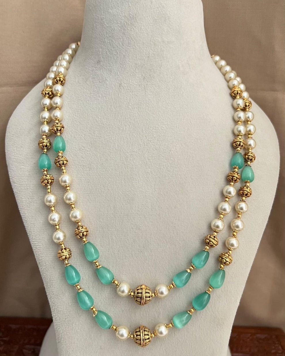 Pearl mala -2 layer Aksha Trends 