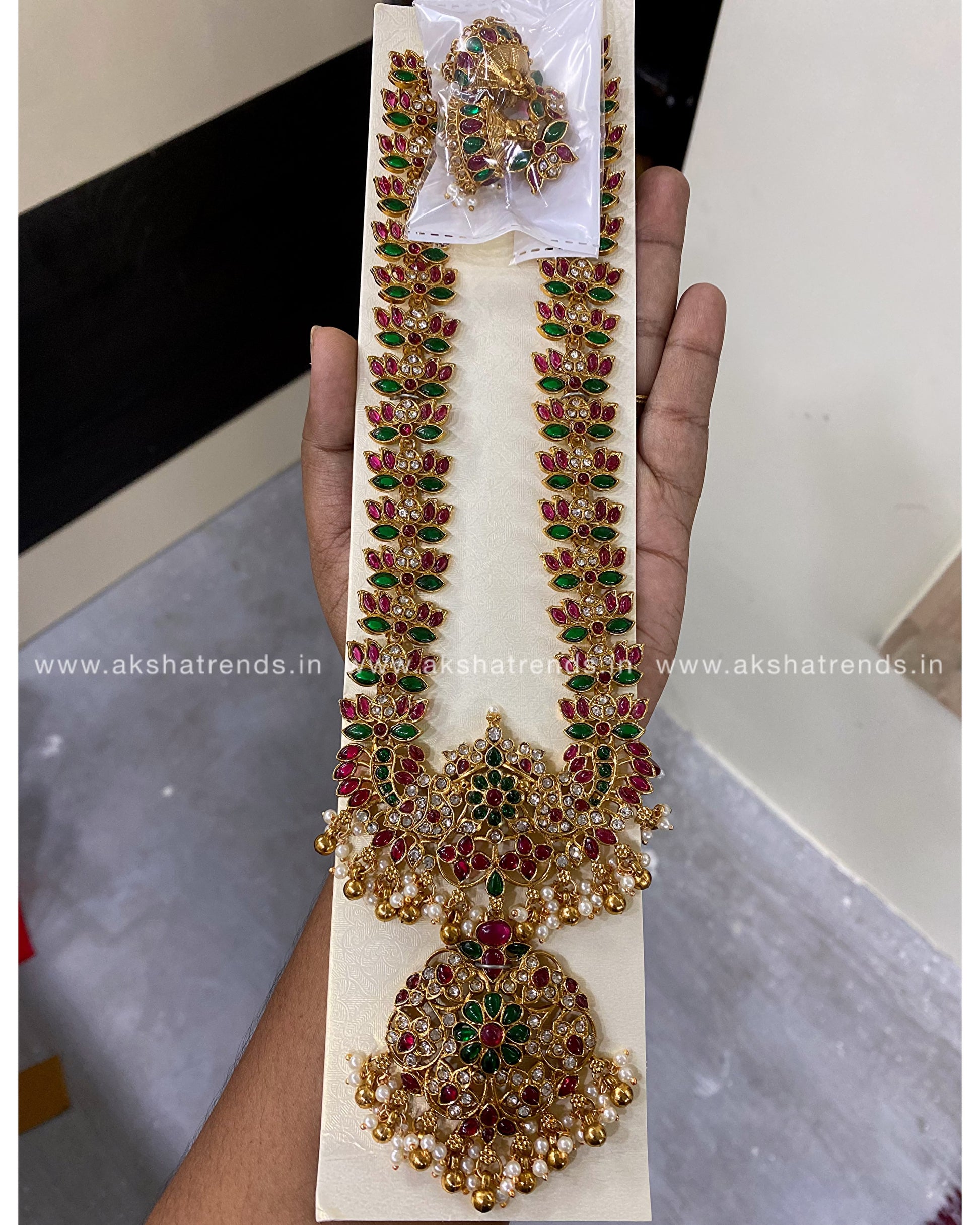 Antique lotus stone haram Aksha Trends